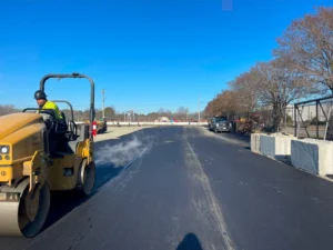 Steamrollers Smoothening Black Asphalt